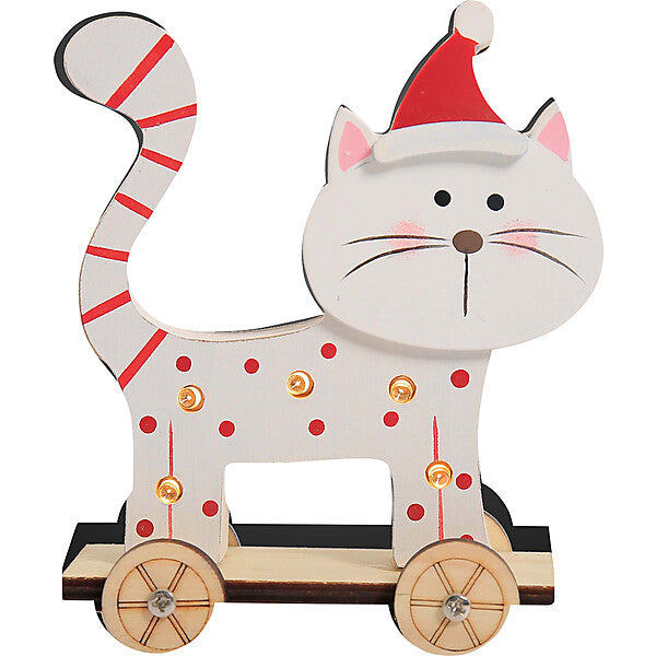 HELLUM LED-Holzkatze stehend 524192